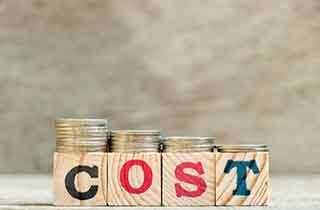 Cost written on wooden blocks